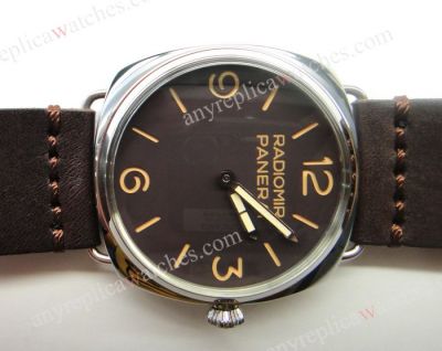 Radiomir Panerai Brevettato Replica Men Watch Brown Dial Brown Leather Band